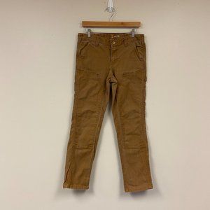 Carhartt Womens 100723 Brown Slim Fit Double Front Work Pants Size 6 Short